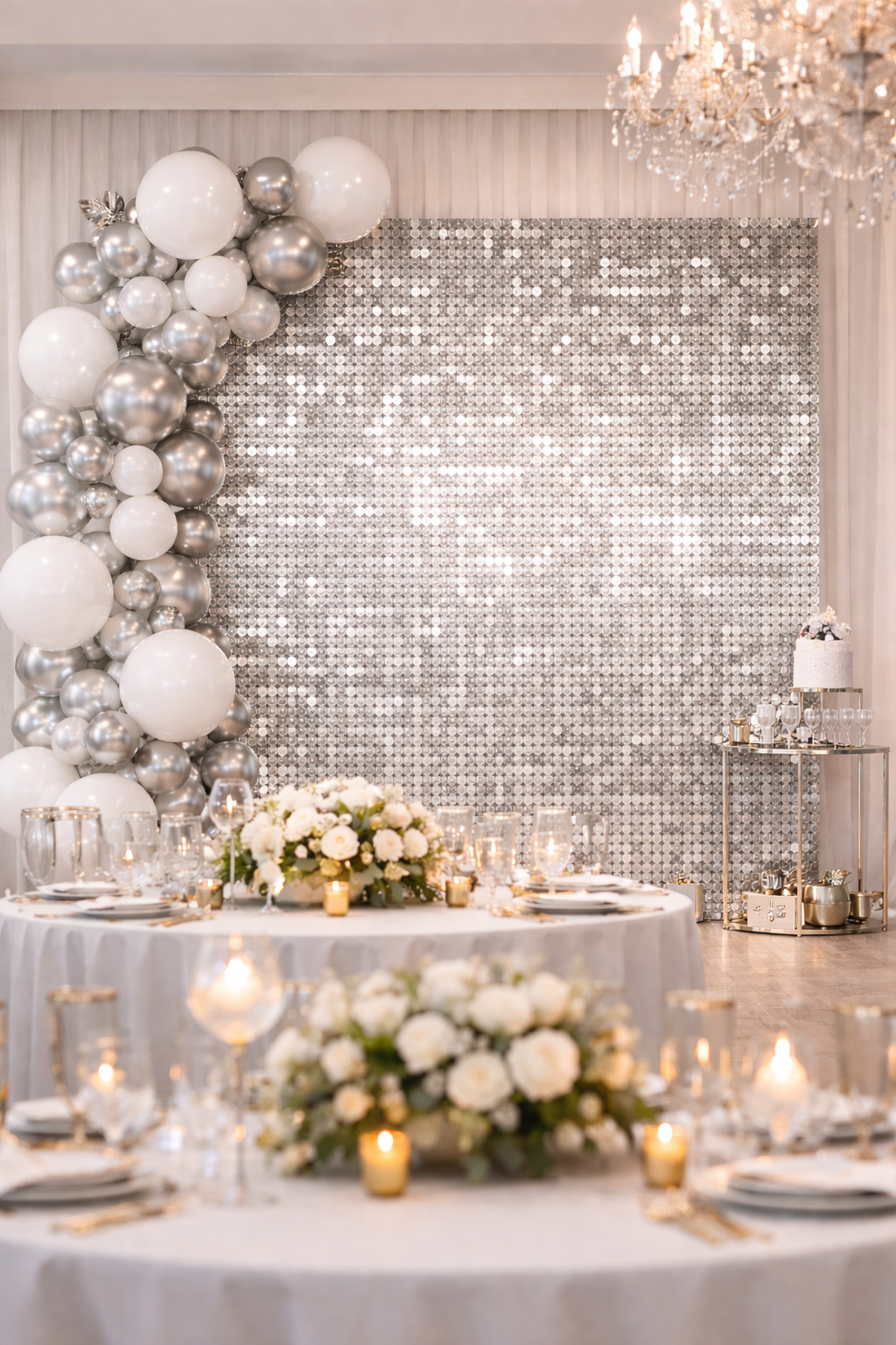 Mur scintillant argent en location