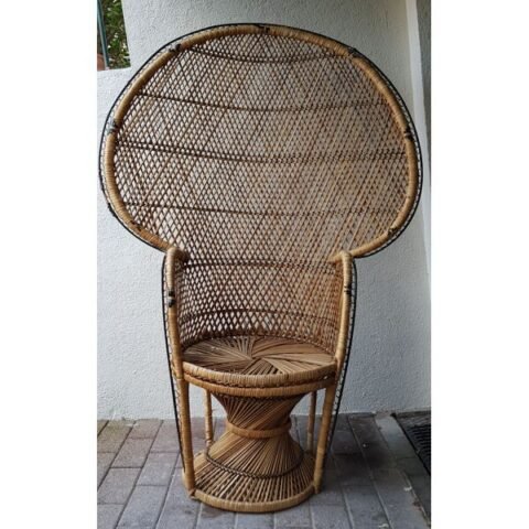 Fauteuil Emmanuelle en rotin, haut dossier arrondi