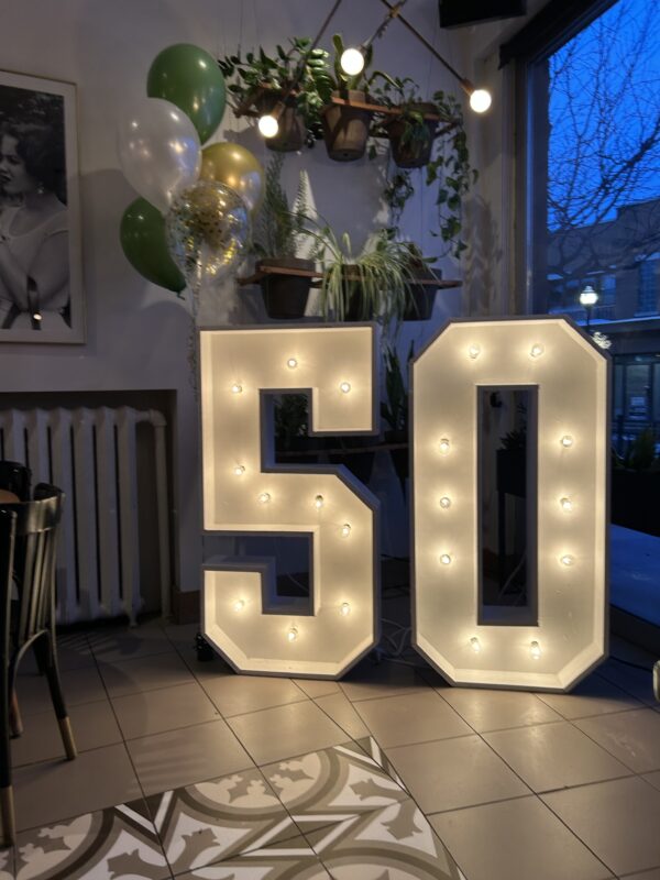 Chiffres Lumineux 50 ans pour Anniversaires ou événement spéciale en location