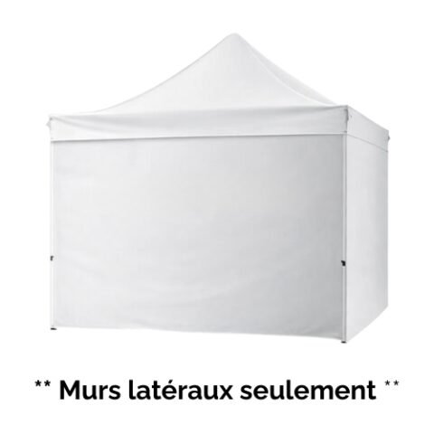 Chapiteau blanc dont trois c&ocirc;t&eacute;s sont ferm&eacute;s par des parois lat&eacute;rales, avec la mention «&nbsp;murs lat&eacute;raux seulement&nbsp;» imprim&eacute;e sous l'image