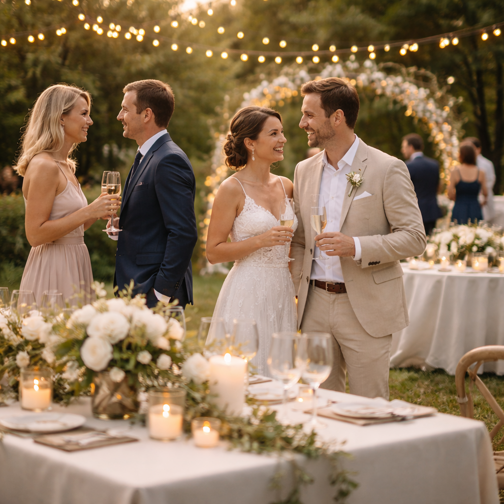 Location de matériel événementiel pour mariage avec décor élégant, ambiance romantique et installation professionnelle clé en main