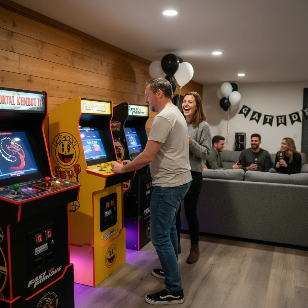 Anniversaire 40 ans avec machines arcade rétro