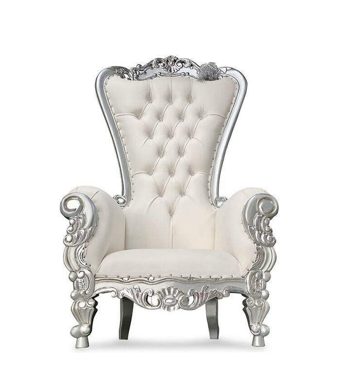 Chaise de trône blanc et argent