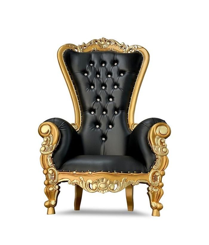 Chaise de trône noire et or