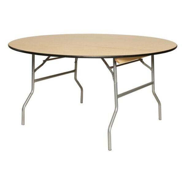 Table ronde pliante de 60 pouces, plateau de bois