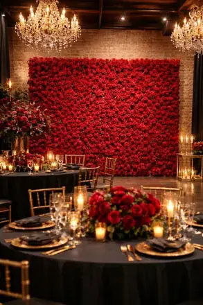 Mur de fleurs rouge