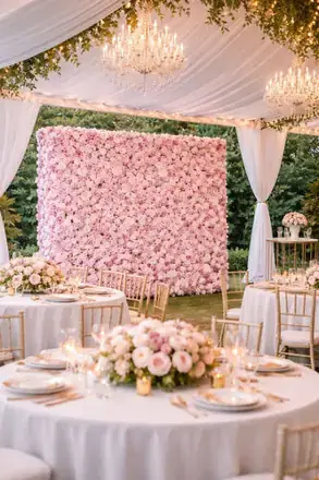 Mur de fleurs rose