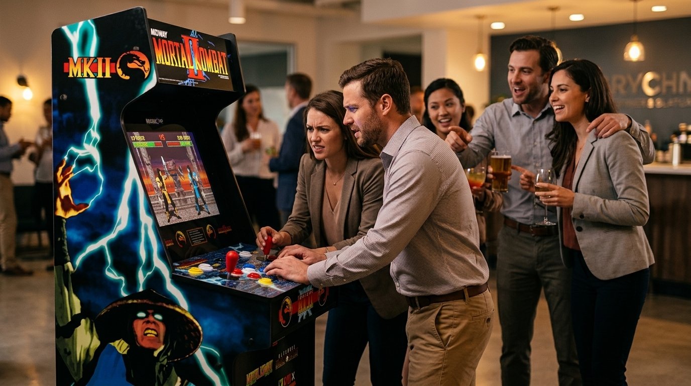 Borne d'arcade de combat lors d'un 5 à 7 corporatif