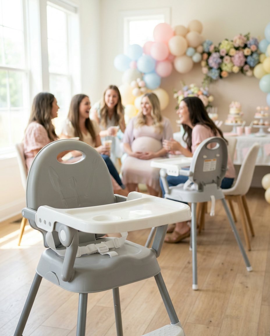 Chaise haute pour bébé dans une salle décorée