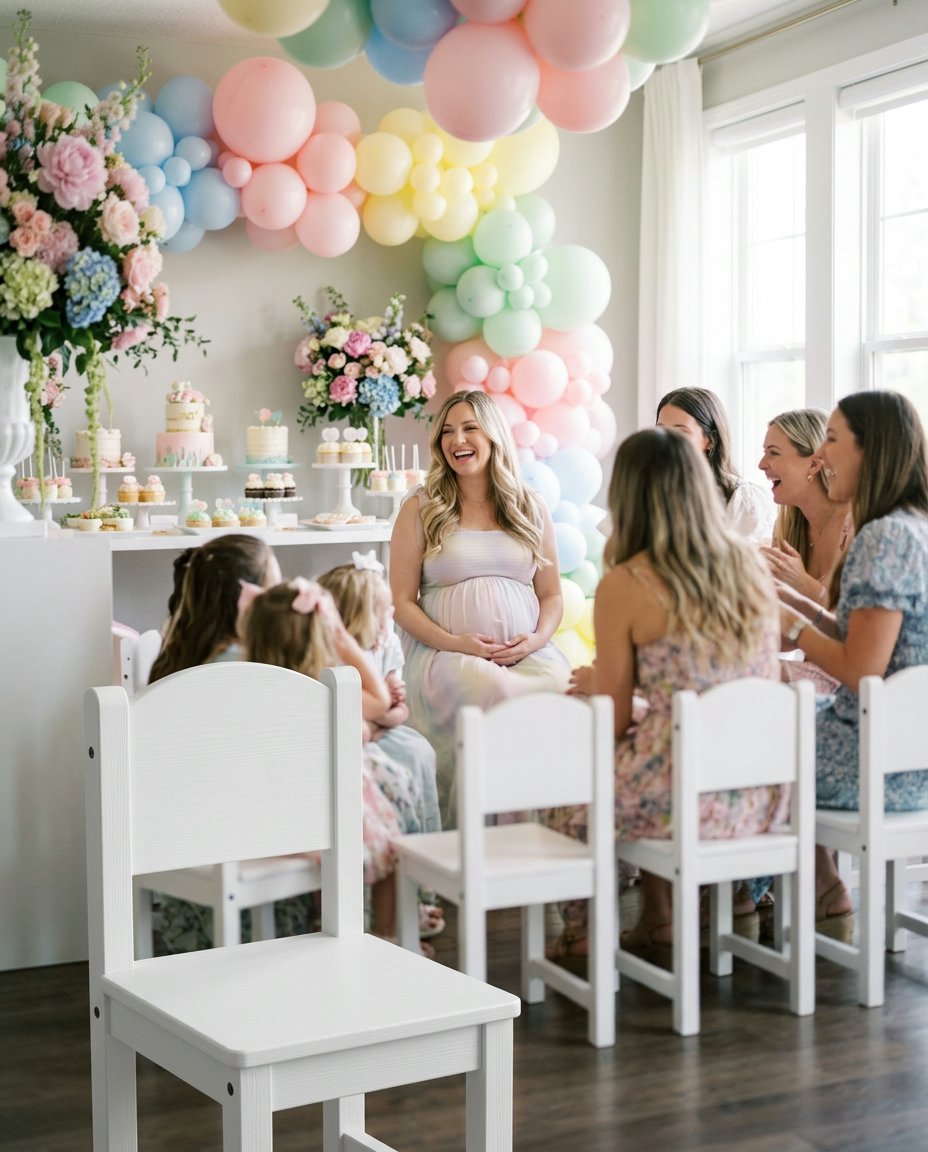 Chaises pour enfant dans une salle de baby shower