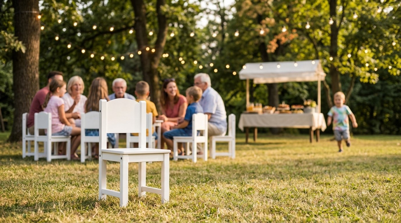 Chaises pour enfant dans une cour arrière