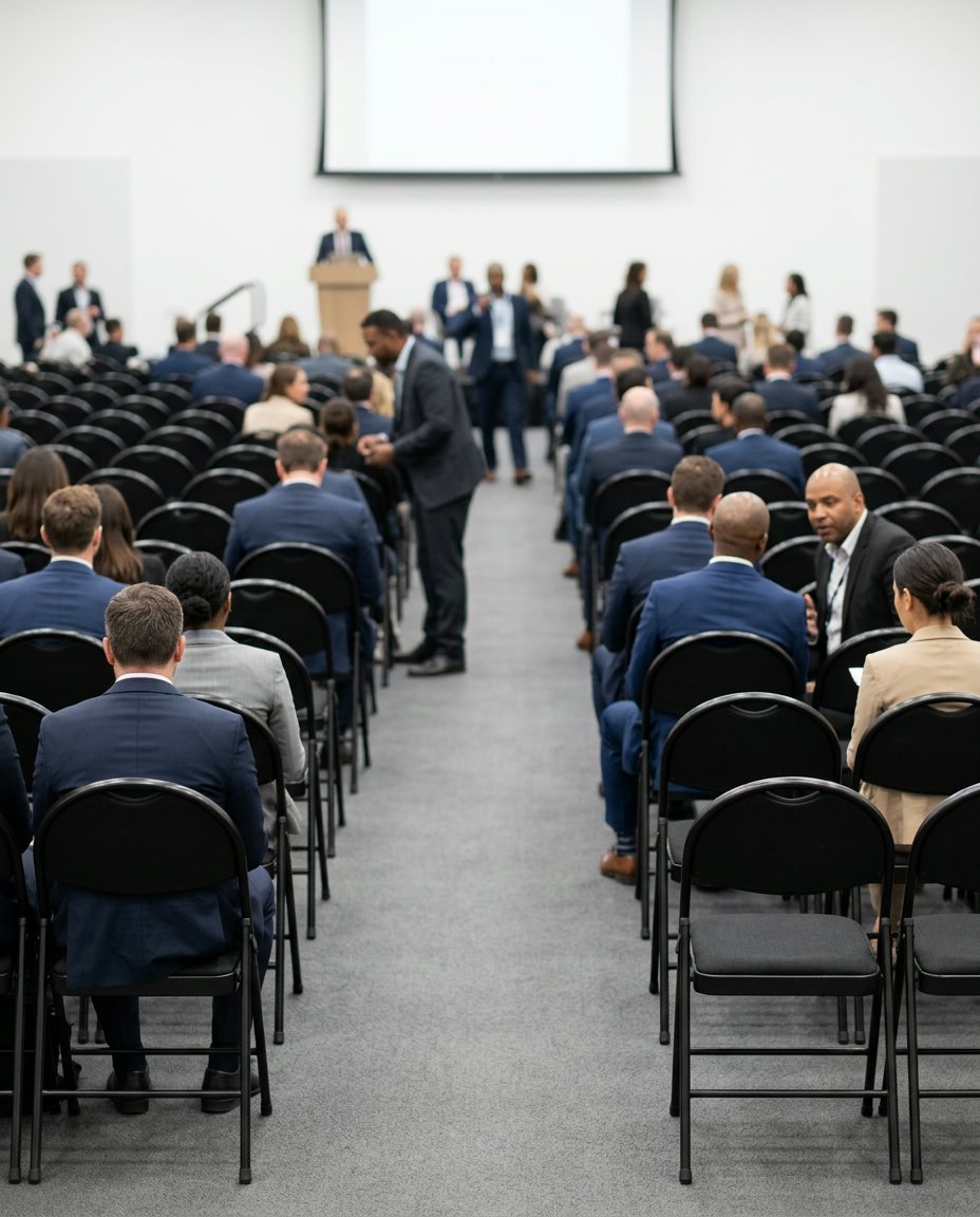Chaises pliantes rembourrées installées en rangées