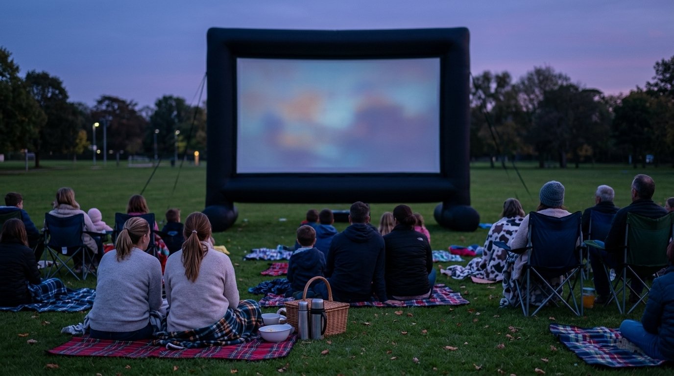Grand écran gonflable pour projection en plein air