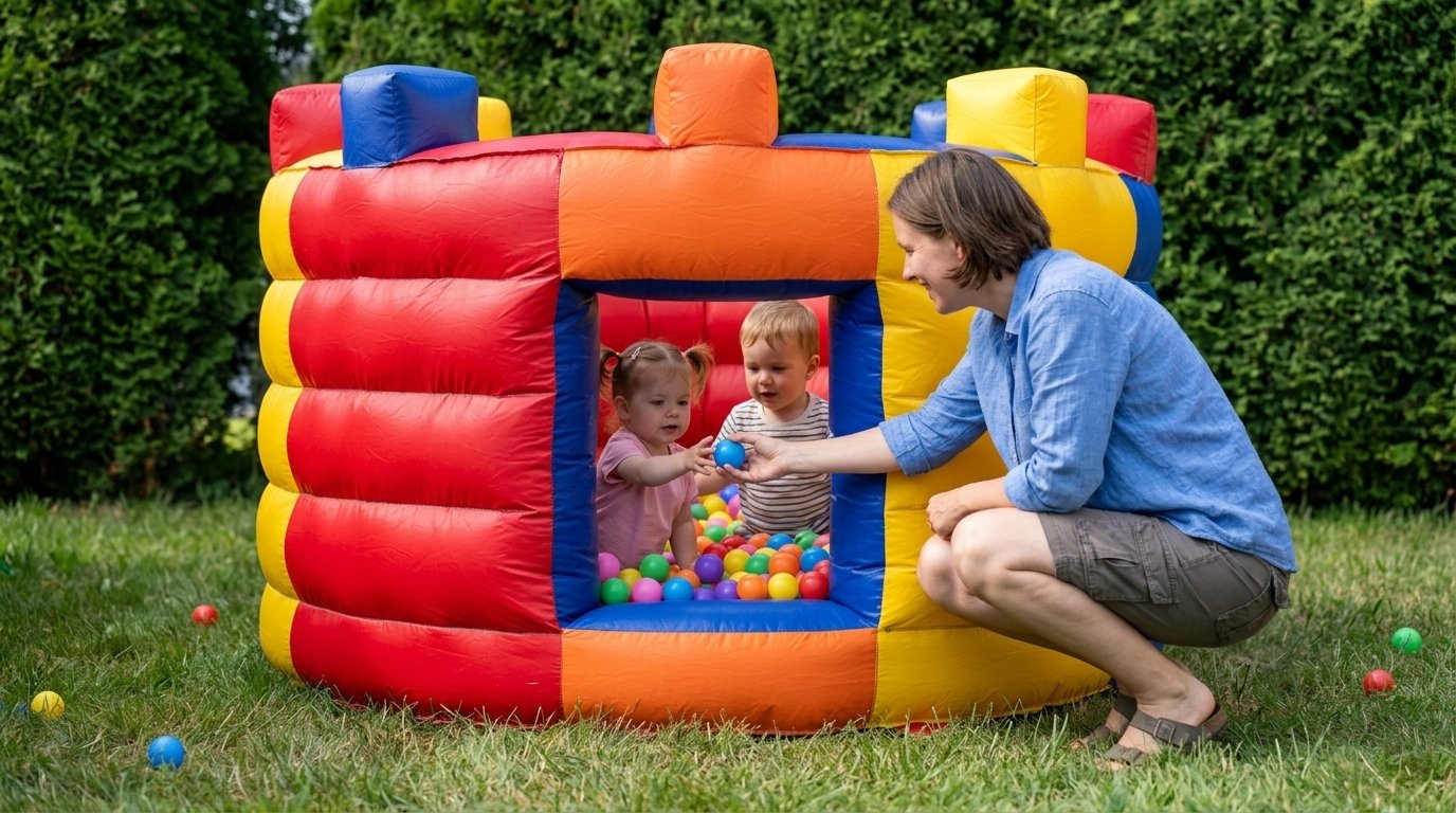 Forteresse gonflable remplie de balles