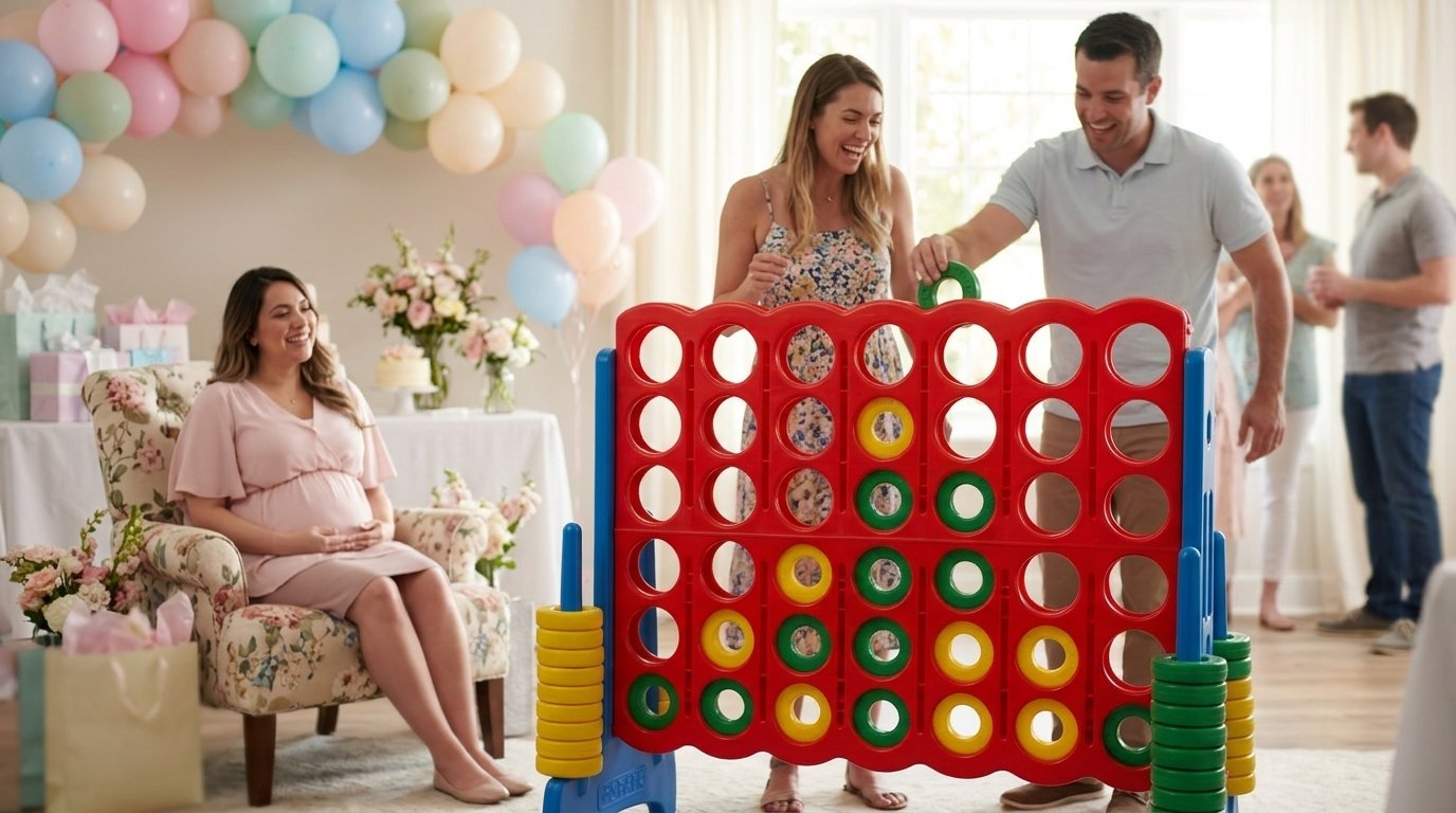 Puissance 4 géant dans une salle de baby shower