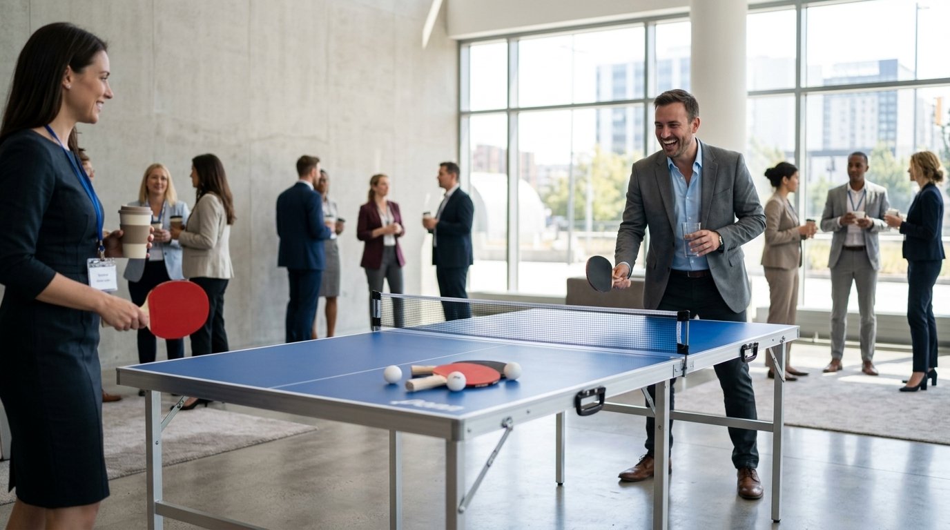 Table de ping-pong dans une aire de pause corporative