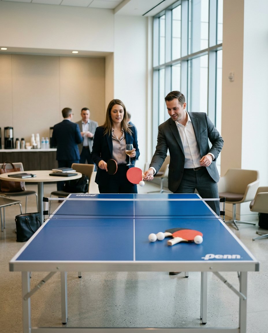 Table de ping-pong dans un espace de bureau
