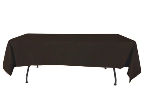 Nappe noire drapée sur une table pliante rectangulaire de 6 pieds
