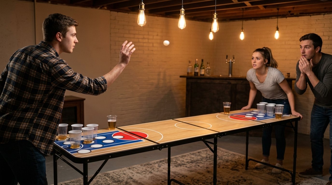 Table de beer pong installée pour un 5 à 7