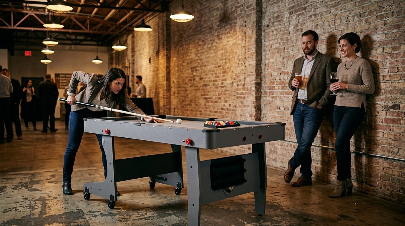 Table de billard portative dans un loft d'événement