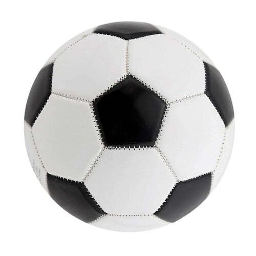 Ballon de soccer classique noir et blanc, cousu, sur fond blanc