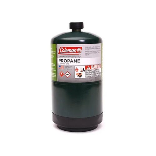 Bombonne de propane Coleman de 16 onces, vert foncé, étiquette d'avertissement rouge