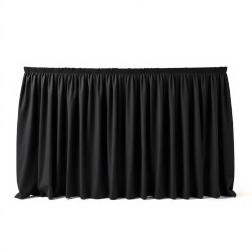 Jupe de scene noire plissee, fronce sur toute sa largeur, sur fond blanc