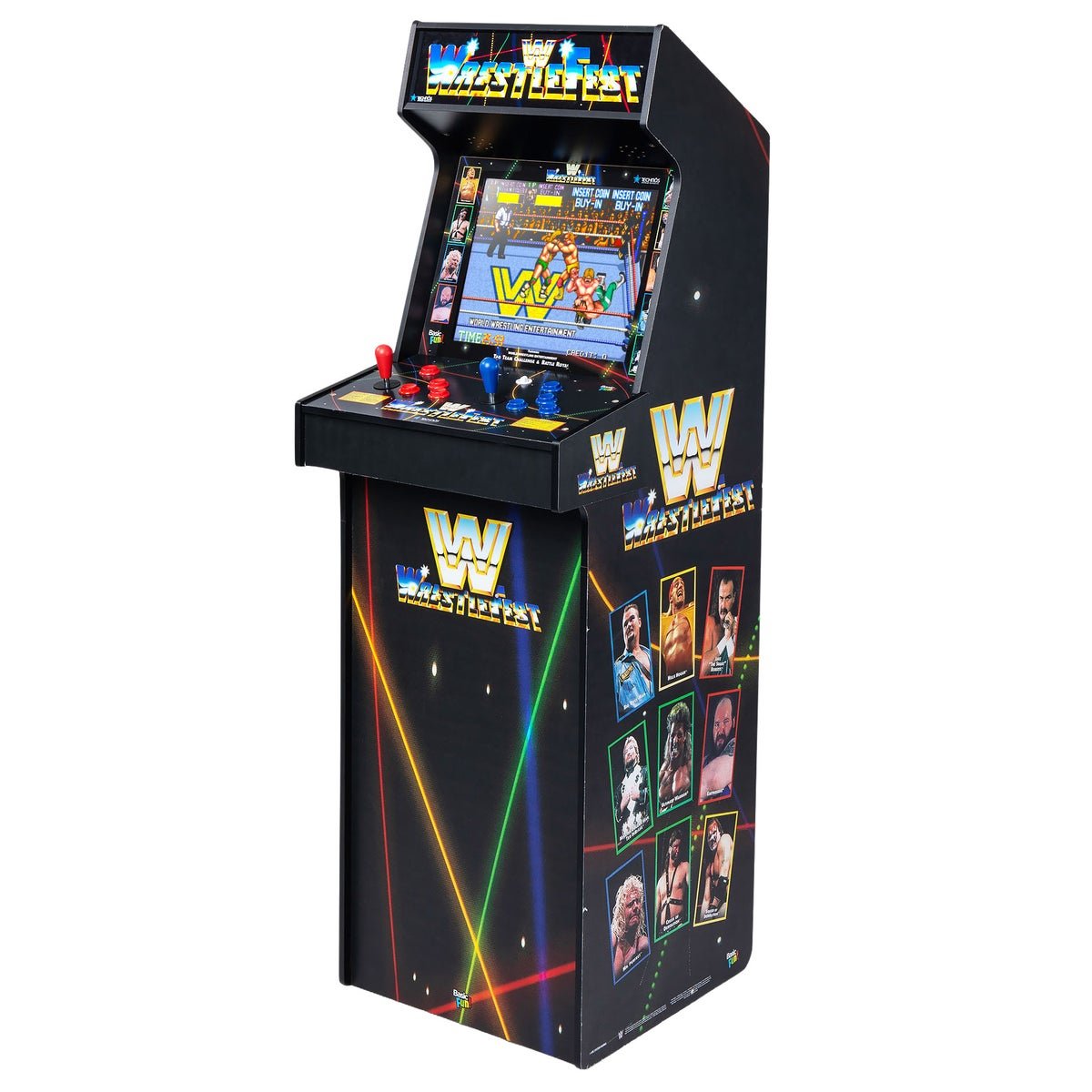 Borne d'arcade WWE avec deux manettes sur le panneau de commande